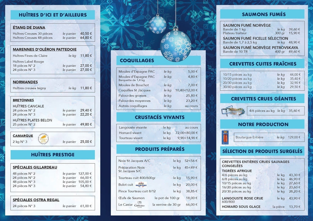 TARIFS DES FÊTES DE FIN D'ANNEE 2025